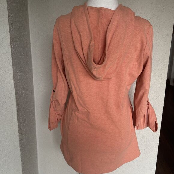 Simply Noelle 3/4 Sleeve Hooded Zip Up With Embroidered Detail Pockets Size S/M - Picture 4 of 10